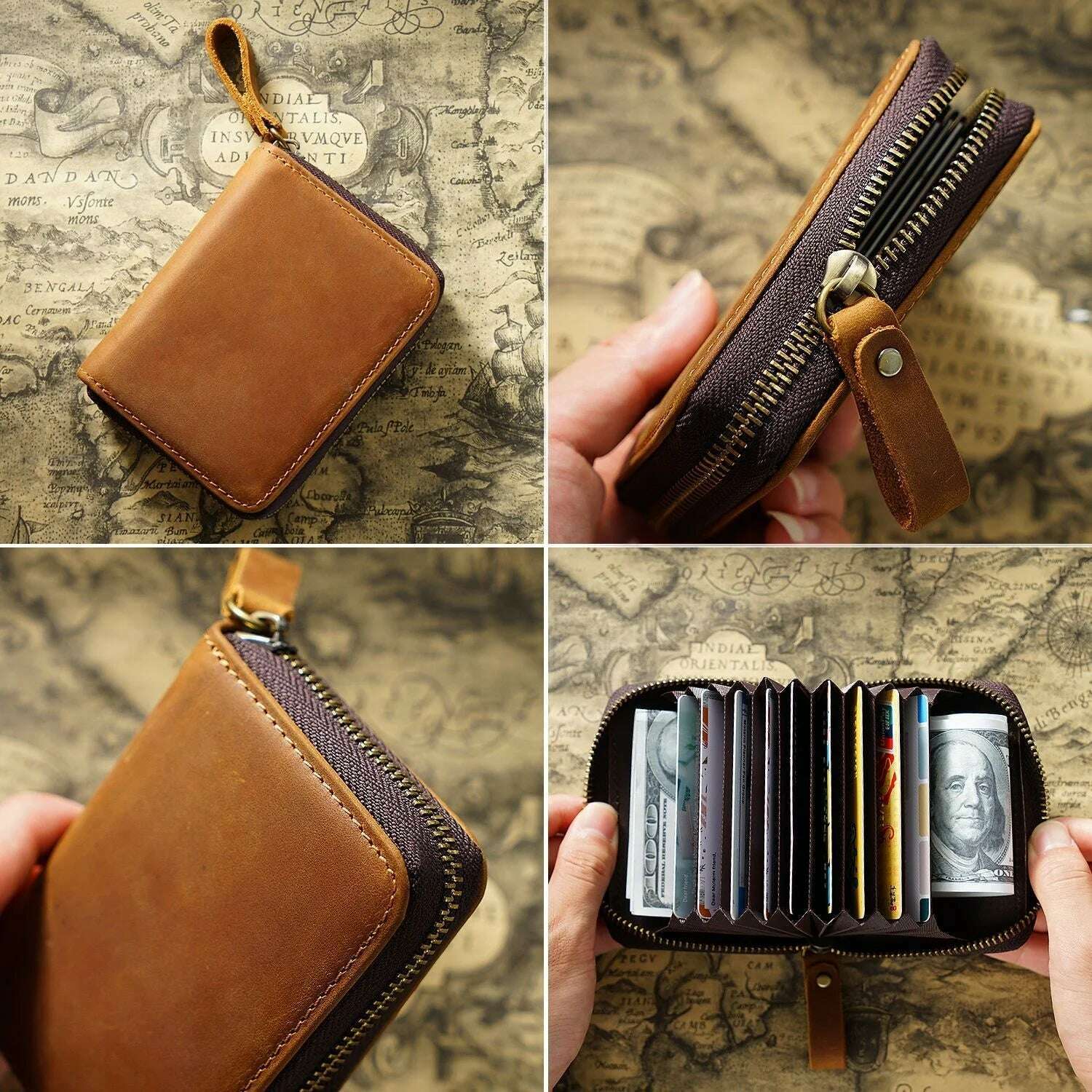 KIMLUD, Genuine Leather Rfid Anti Magnetic Large Capacity Card Holder Vintage Retro Style For Wallet Unisex, KIMLUD Womens Clothes