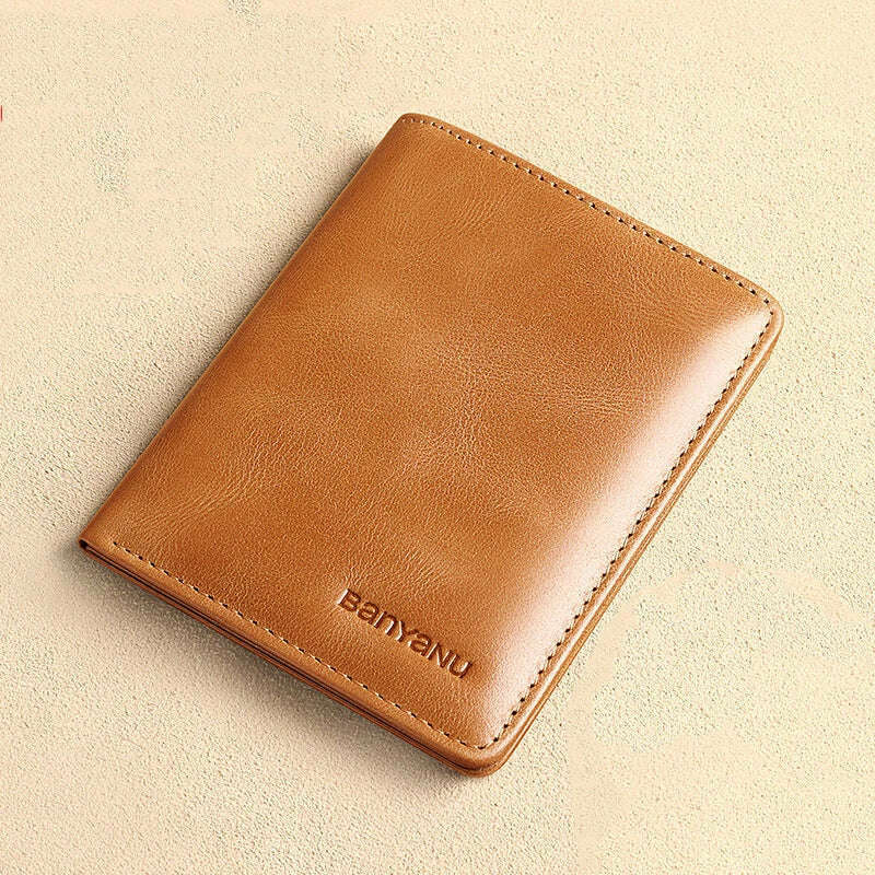 KIMLUD, Genuine Leather Rfid Wallet for Men Slim Vertical Wallets Black Thin Short ID Credit Card Holder Minimalist Men's Blue Money Bag, Vintage Apricot, KIMLUD Womens Clothes