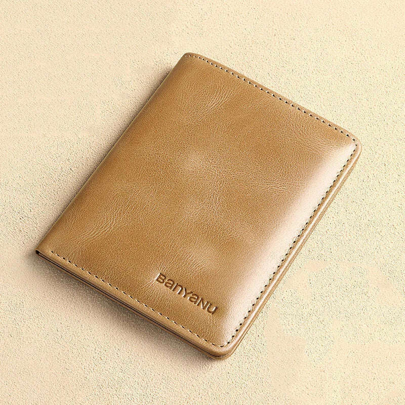 KIMLUD, Genuine Leather Rfid Wallet for Men Slim Vertical Wallets Black Thin Short ID Credit Card Holder Minimalist Men's Blue Money Bag, Vintage Khaki, KIMLUD Womens Clothes