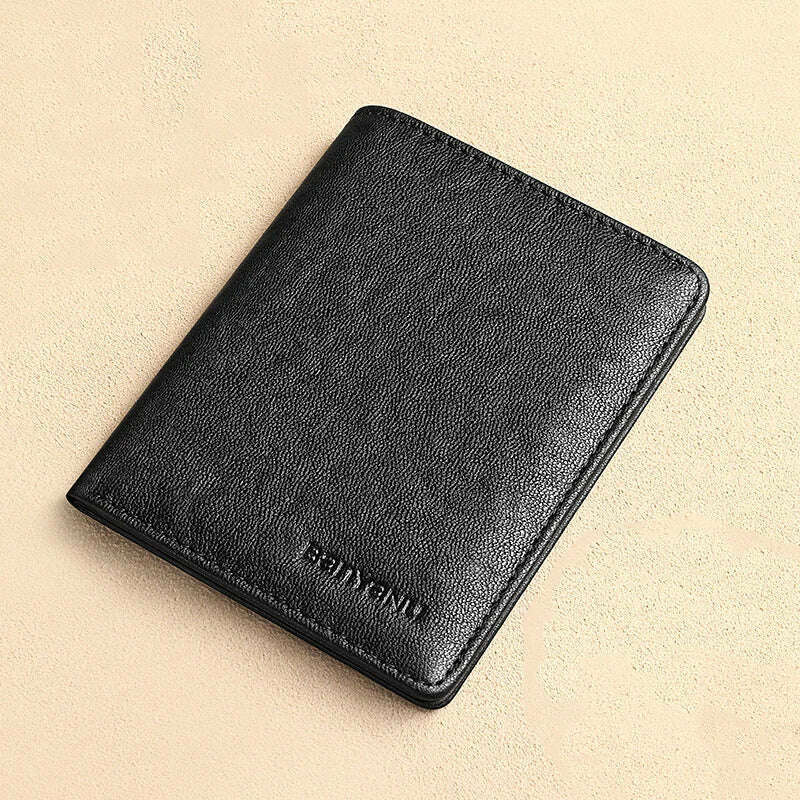 KIMLUD, Genuine Leather Rfid Wallet for Men Slim Vertical Wallets Black Thin Short ID Credit Card Holder Minimalist Men's Blue Money Bag, Vegetab Tanned Black, KIMLUD Womens Clothes