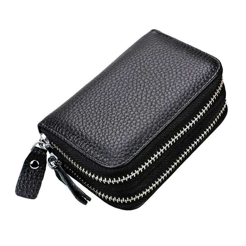 KIMLUD, Genuine Leather Rfid Women's Zipper Card Wallet Small Change Wallet Purse For Female Short Wallets With Card Holders Woman Purse, KIMLUD Womens Clothes