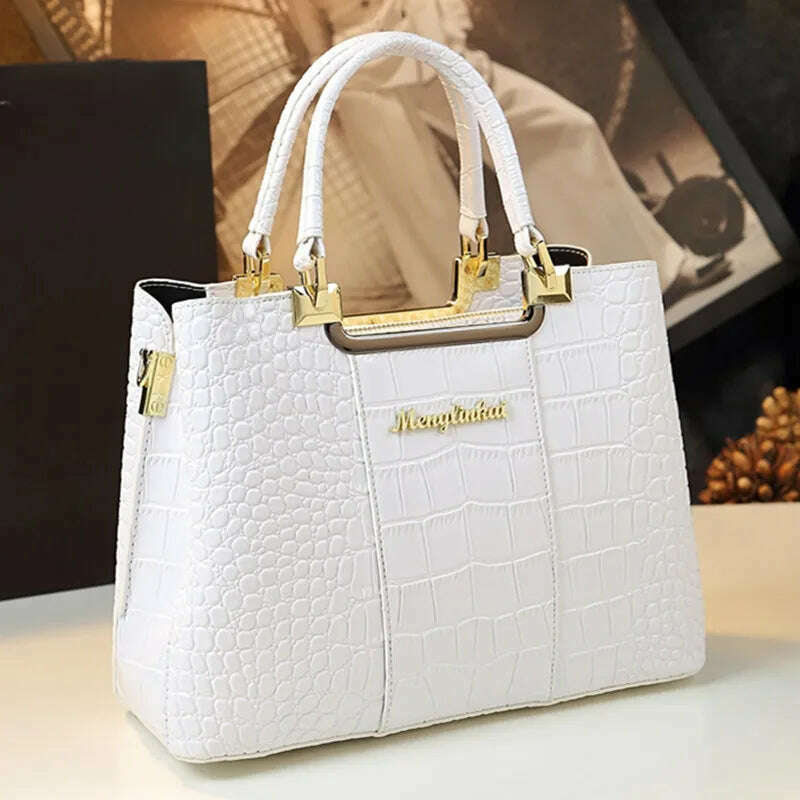 KIMLUD, Genuine Leather Women Handbag 2023 New Fashion Brand Crocodile Pattern Lady Portable Tote Bag Shoulder Crossbody Bags For Female, KIMLUD Womens Clothes