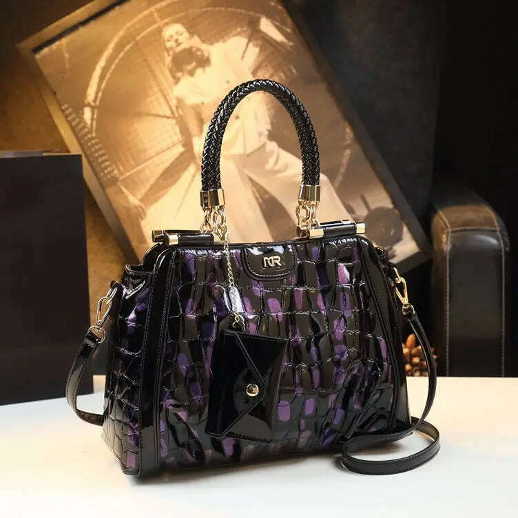 KIMLUD, Genuine Leather Women Handbags 2023 New Fashion Lady Portable Tote Bag Large-capacity Cowhide Middle-aged Mom Shoulder Bags, purple, KIMLUD APPAREL - Womens Clothes