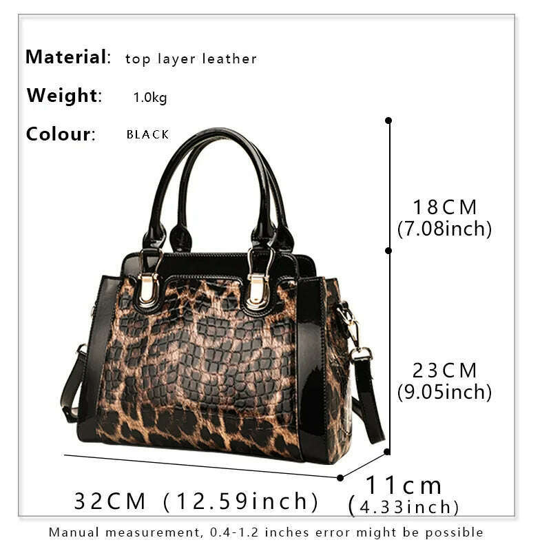 KIMLUD, Genuine leather women's bag, leopard print handbag, large-capacity fashion trend, first-layer cowhide one-shoulder crossbody bag, KIMLUD Women's Clothes
