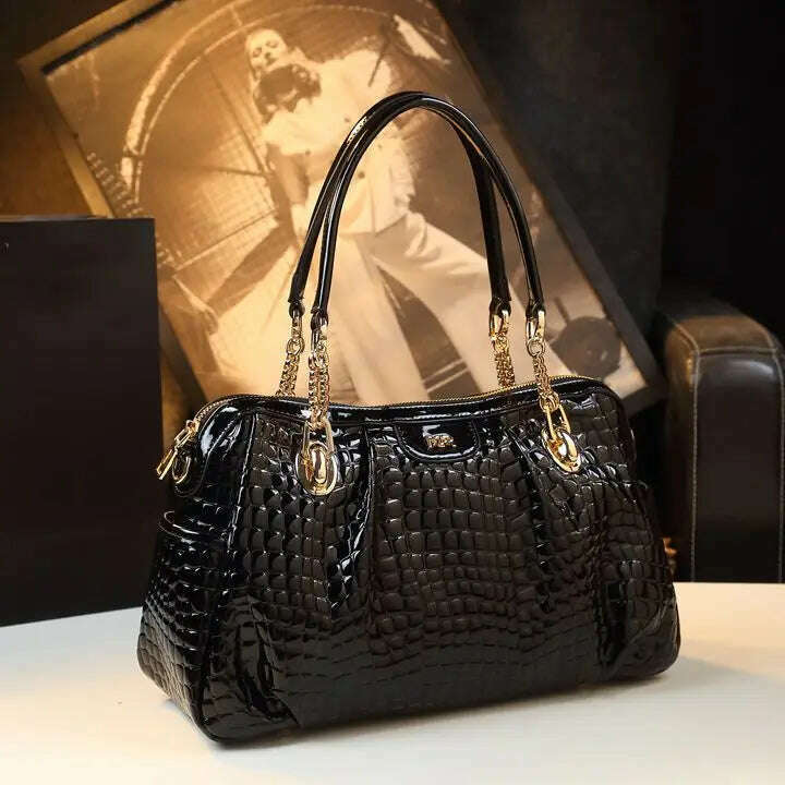 KIMLUD, Genuine Leather Women's Handbags Fashion Large Capacity Lady Crocodile Pattern Underarm Tote Bag Shoulder Messenger Bags 2023, KIMLUD Womens Clothes