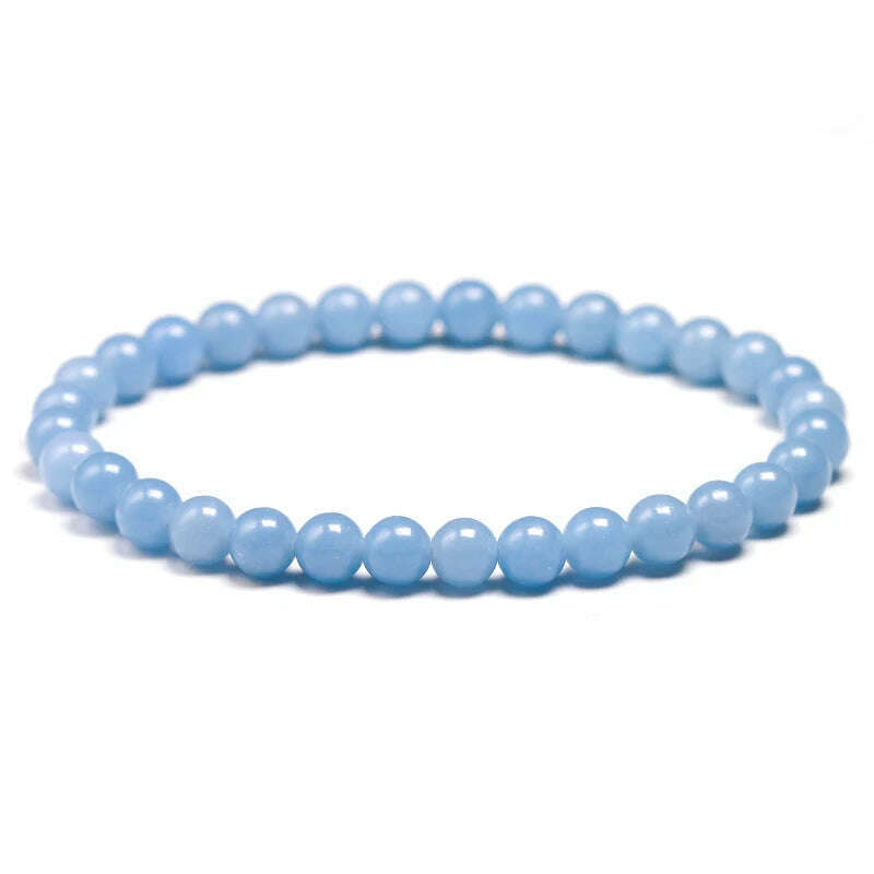 KIMLUD, Genuine Natural Stone Peru Blue Angelite Round Beads 6 8 10MM  Bracelet For Women Men Energy Handmade Jewelry Gift, KIMLUD Womens Clothes