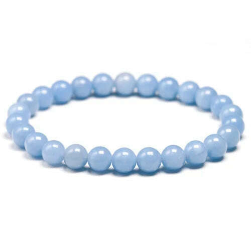 KIMLUD, Genuine Natural Stone Peru Blue Angelite Round Beads 6 8 10MM  Bracelet For Women Men Energy Handmade Jewelry Gift, Beads 8mm / 17cm  6.7inch, KIMLUD APPAREL - Womens Clothes
