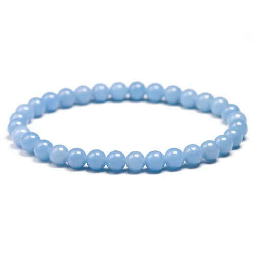 KIMLUD, Genuine Natural Stone Peru Blue Angelite Round Beads 6 8 10MM  Bracelet For Women Men Energy Handmade Jewelry Gift, Beads 6mm / 19cm  7.5inch, KIMLUD APPAREL - Womens Clothes