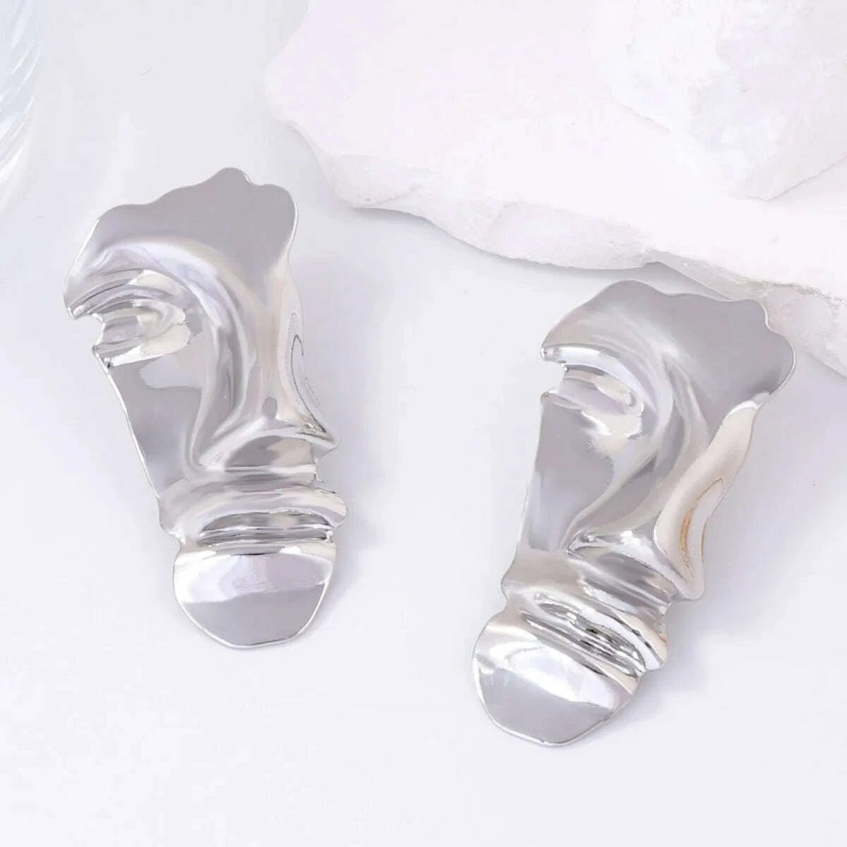 Geometric Earrings Face Geometry Cubic Zirconia Zinc Alloy Silver | KIMLUD