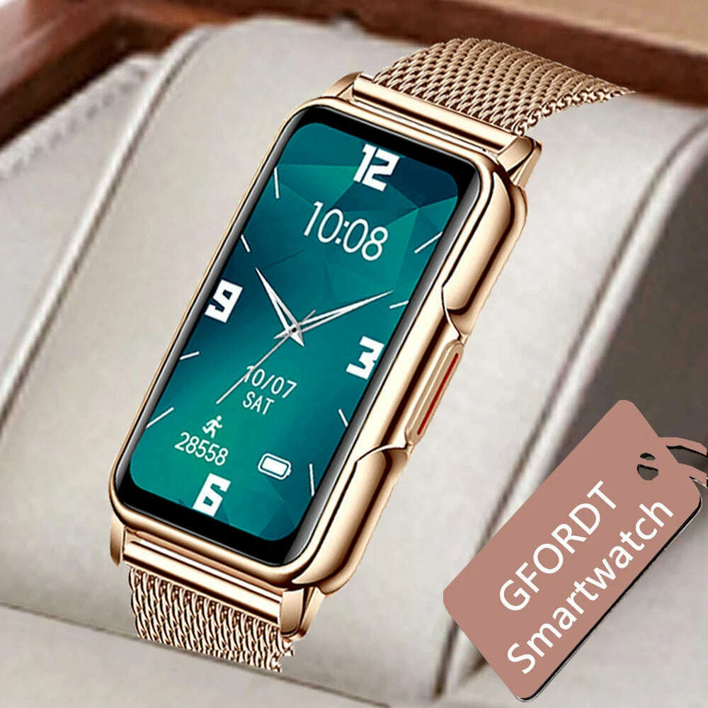 KIMLUD, GFORDT Ladies Smart Watch Women Luxury Diamond watches Heart Rate Monitor Fitness Tracker Smartwatch For Huawei Xiaomi Phone, KIMLUD Womens Clothes