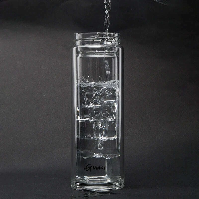 GIANXI Double-layer Glass Cup Heat-resistant Water Cups With Tea Drain Filter Office Large Capacity Glasses Drinkware - KIMLUD