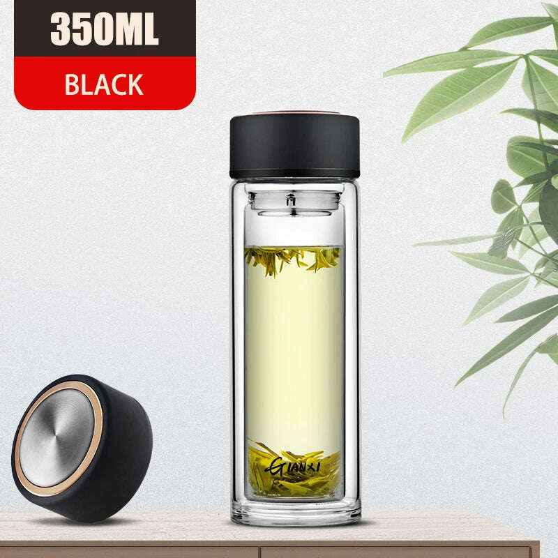 GIANXI Double-layer Glass Cup Heat-resistant Water Cups With Tea Drain Filter Office Large Capacity Glasses Drinkware - KIMLUD