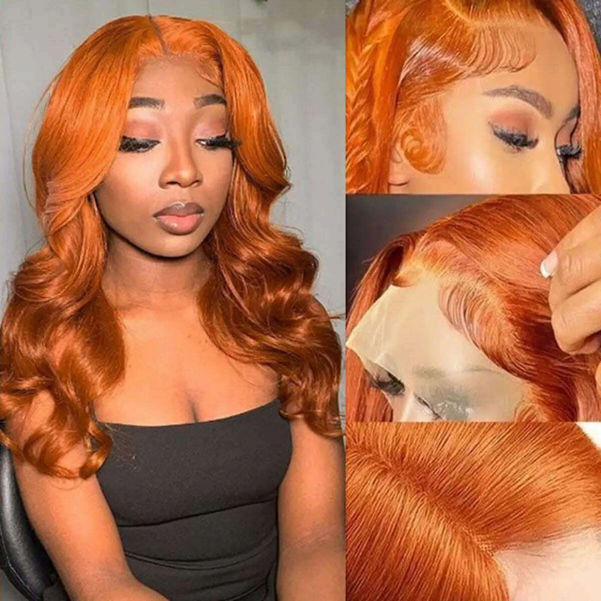 KIMLUD, Ginger Orange Body Wave 13x6 Lace Frontal Wig Human Hair Brazilian Colored HD Transparent 13x4 Lace Front Wigs Pre Plucked, KIMLUD Womens Clothes
