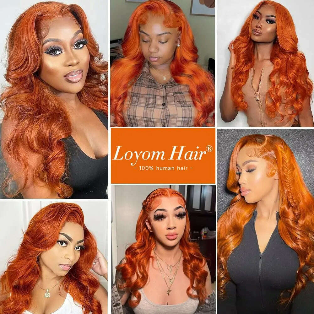KIMLUD, Ginger Orange Body Wave 13x6 Lace Frontal Wig Human Hair Brazilian Colored HD Transparent 13x4 Lace Front Wigs Pre Plucked, KIMLUD Womens Clothes