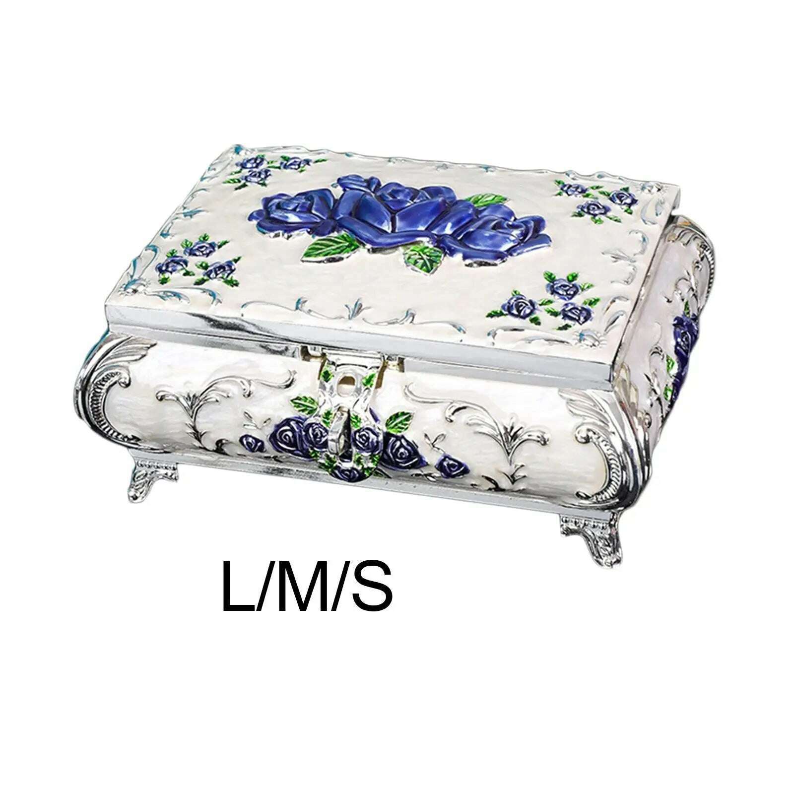 KIMLUD, Girl Vintage Metal Jewelry Box Earrings Necklace Rings Ornate Treasure Chest Box Treasure Chest Organizer Keepsake Case, L, KIMLUD APPAREL - Womens Clothes
