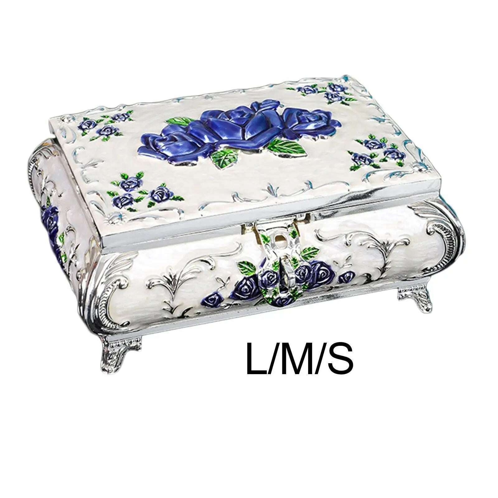 KIMLUD, Girl Vintage Metal Jewelry Box Earrings Necklace Rings Ornate Treasure Chest Box Treasure Chest Organizer Keepsake Case, KIMLUD Womens Clothes