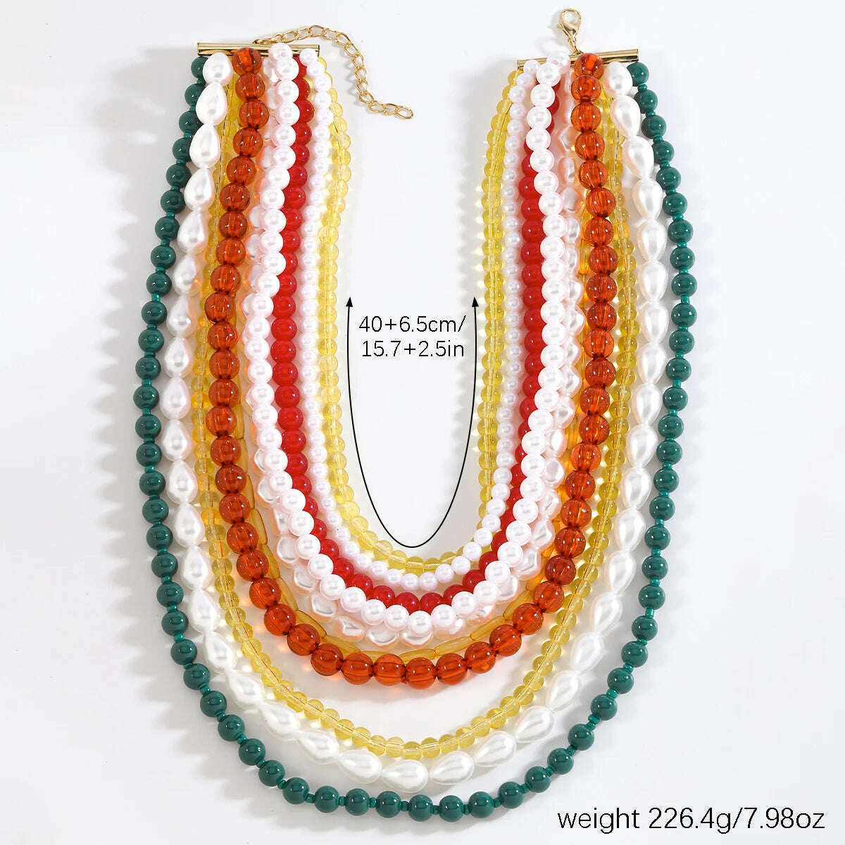 KIMLUD, Girlgo ZAA Multi-Layered Beaded Pearl Choker Necklace Flapper Beads Cluster Long Choker Necklace Multi-Strand Statement Necklace, KIMLUD Womens Clothes