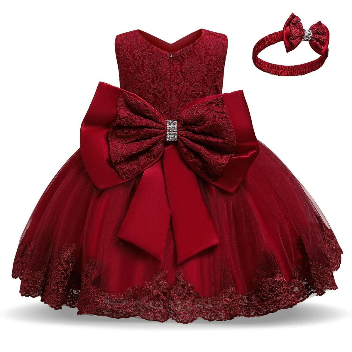 Girls Formal Wedding Party Dress for 1-5Y Infant Birthday Christening Lace  Elegant Gown Christams Flower Dresses for Baby Girl