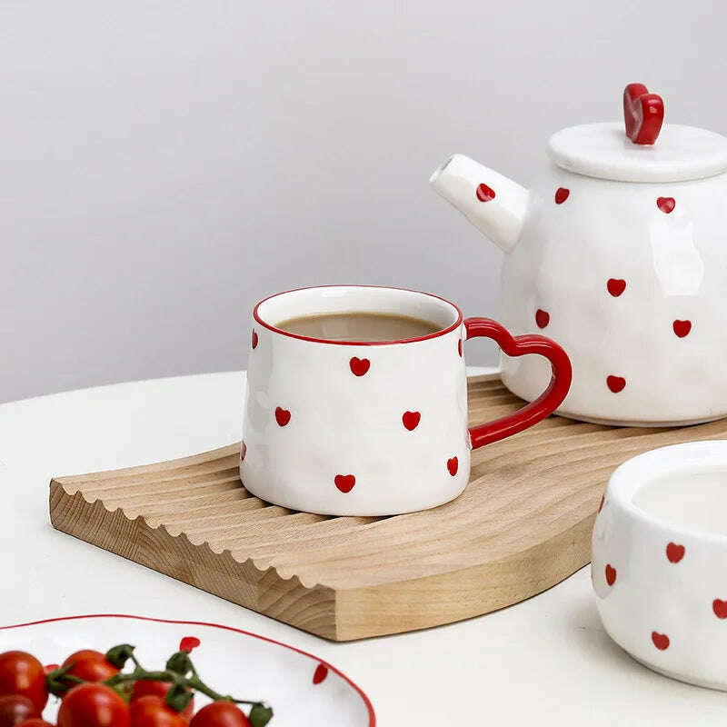 Girl's Heart Afternoon Tea Set Home Water Cup Simple and cute souvenir coffee cup set, KIMLUD Women's Clothes