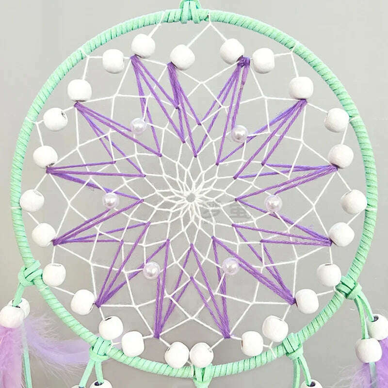 Girl's Heart Dream Catcher Colorful Feather Hanging Ornaments Creative Handmade Wind Chimes Birthday Christmas Gifts Home Decor - KIMLUD