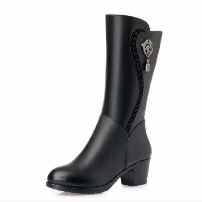 GKTINOO Winter Knee High Boots Wool Fur Inside Warm Shoes Women High Heels Soft Leather Shoes Platform Snow Boots Footwear Botas - KIMLUD