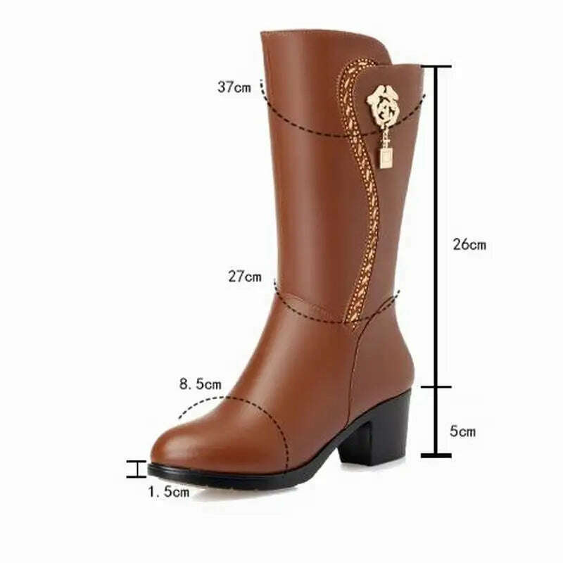 GKTINOO Winter Knee High Boots Wool Fur Inside Warm Shoes Women High Heels Soft Leather Shoes Platform Snow Boots Footwear Botas - KIMLUD