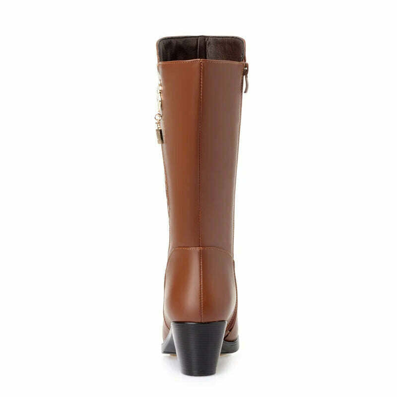 GKTINOO Winter Knee High Boots Wool Fur Inside Warm Shoes Women High Heels Soft Leather Shoes Platform Snow Boots Footwear Botas - KIMLUD