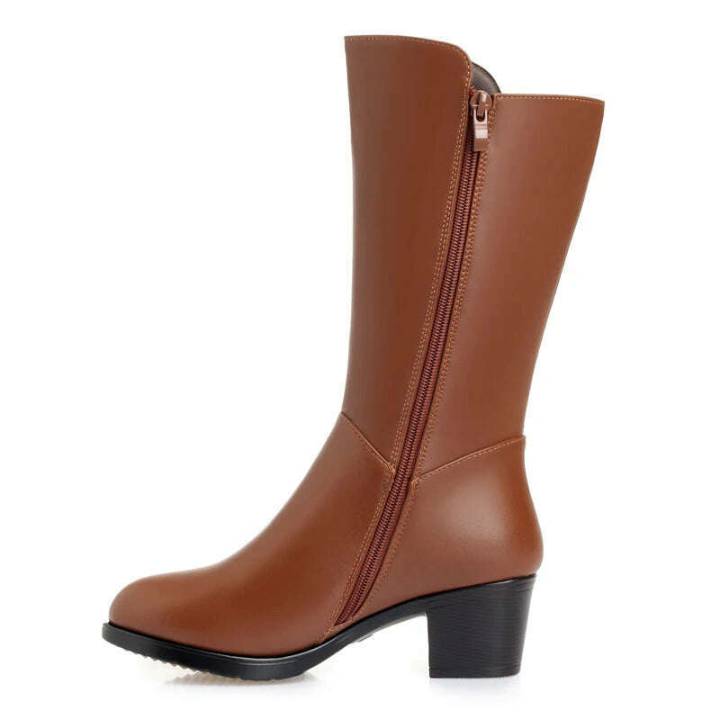GKTINOO Winter Knee High Boots Wool Fur Inside Warm Shoes Women High Heels Soft Leather Shoes Platform Snow Boots Footwear Botas - KIMLUD