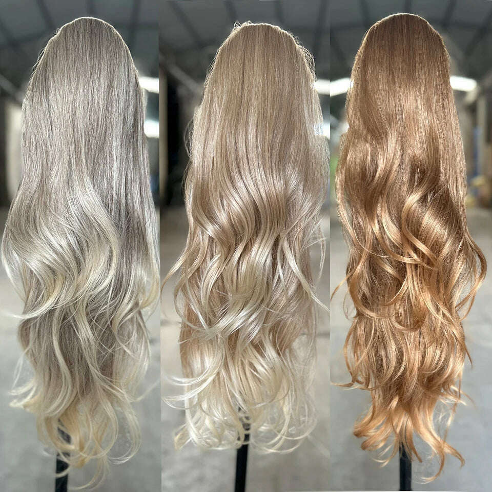 KIMLUD, Gladys Weave Ponytail Extensions Synthetic Long 28 Inches Curls Ponytail For Women  Horse False Weave Pony Tail Overh Free Ship, KIMLUD Womens Clothes
