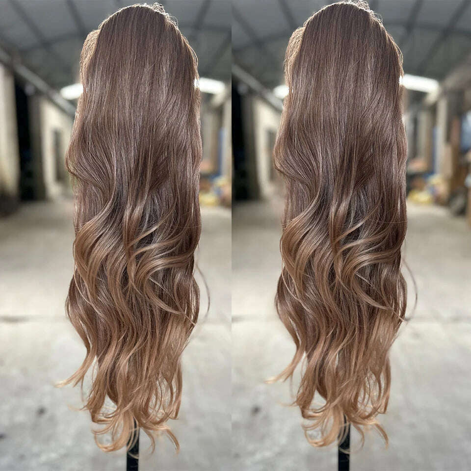 KIMLUD, Gladys Weave Ponytail Extensions Synthetic Long 28 Inches Curls Ponytail For Women  Horse False Weave Pony Tail Overh Free Ship, KIMLUD Womens Clothes