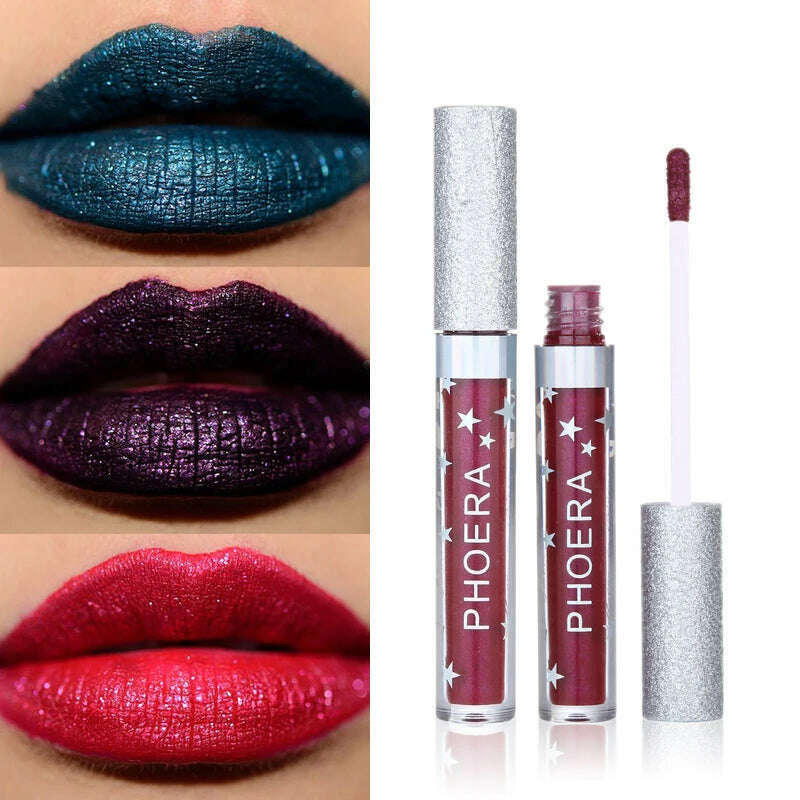 KIMLUD, Glitter Lip Gloss Liquid Shimmer Matte Lipstick Waterproof Metallic Glitter-Charming Lipgloss Lips Beauty Makeup TSLM2, KIMLUD Women's Clothes