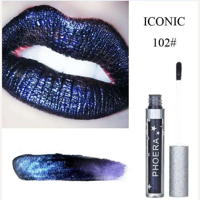 KIMLUD, Glitter Lip Gloss Liquid Shimmer Matte Lipstick Waterproof Metallic Glitter-Charming Lipgloss Lips Beauty Makeup TSLM2, 102 / CHINA, KIMLUD Women's Clothes