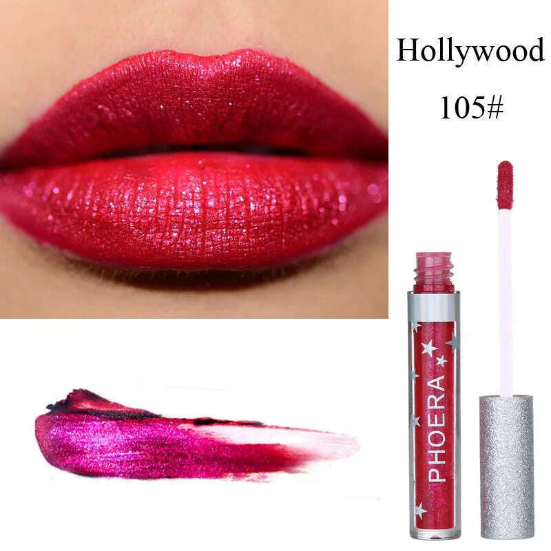 KIMLUD, Glitter Lip Gloss Liquid Shimmer Matte Lipstick Waterproof Metallic Glitter-Charming Lipgloss Lips Beauty Makeup TSLM2, 105 / CHINA, KIMLUD Women's Clothes