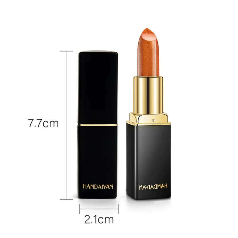 KIMLUD, Glitter Lipstick Long Lasting Non-stick Cup Velve Sexy Nude Red Lipstick Shimmer Gold Waterproof Moisturizing Women Lips Makeup, KIMLUD Womens Clothes