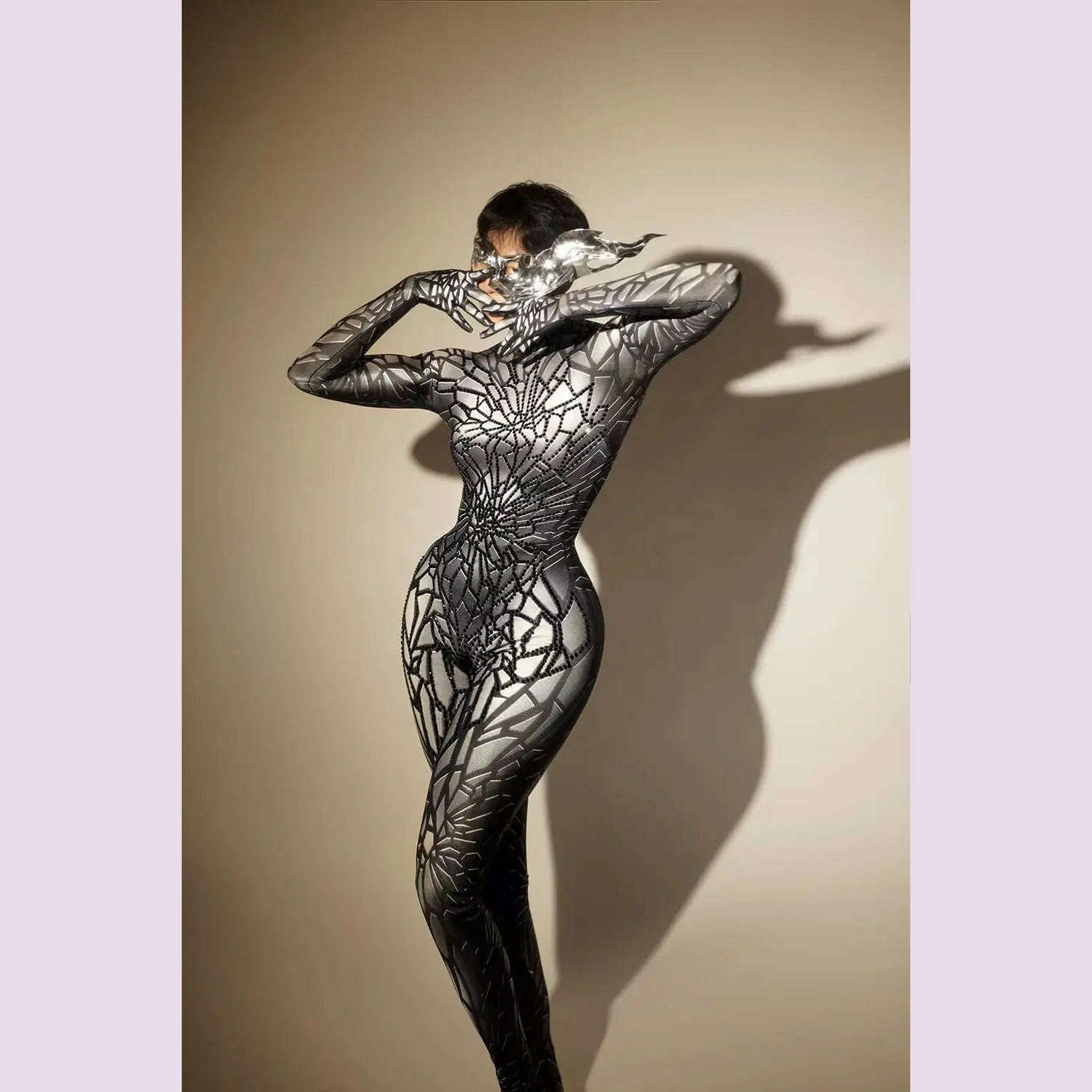 KIMLUD, Glitter Rhinestones Jumpsuit for Women SexyStretch Dance Bodysuit Party Singer Stage WearBirthday Drag iueen Costumes Posui 7G, 7 / S-M, KIMLUD APPAREL - Womens Clothes