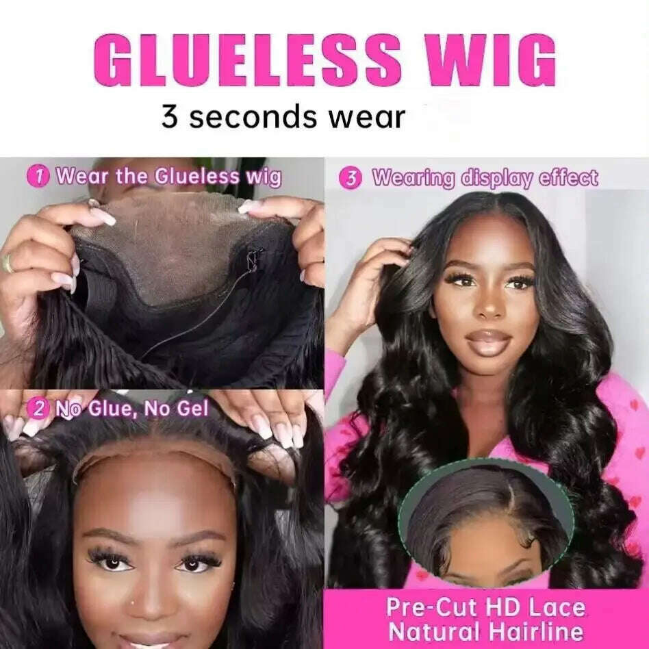KIMLUD, Glueless Prelucked Body Wave Brazilian Human Hair Wigs 5x5 Closure HD Transparent Upgrade Pre cut  Lace Long Human Hair Wigs, KIMLUD Womens Clothes