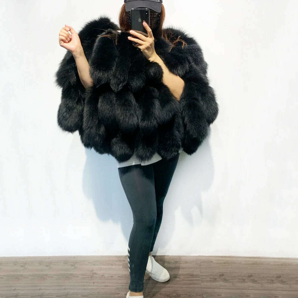 KIMLUD, GO BALLISTIC YA Fur Jacket Ladies Winter New Natural Fur Shawl Real Fur Scarf, black / US6-14, KIMLUD Womens Clothes