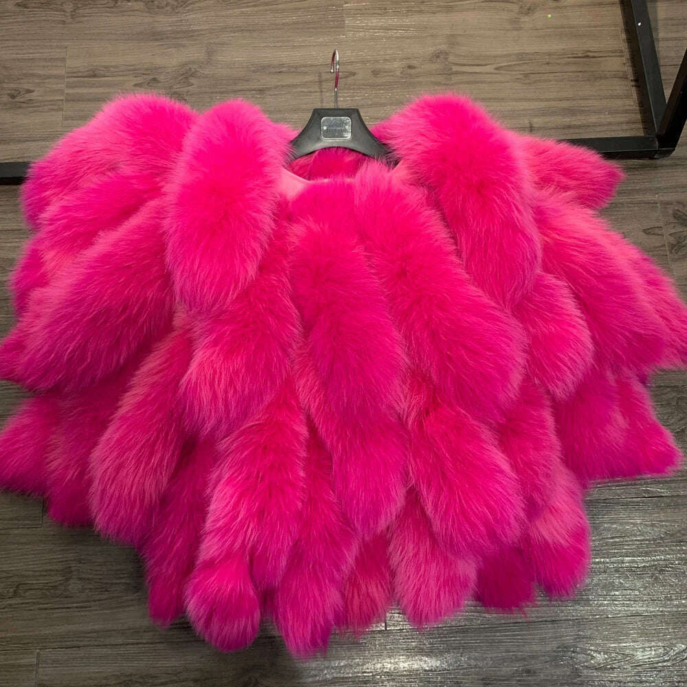 KIMLUD, GO BALLISTIC YA Fur Jacket Ladies Winter New Natural Fur Shawl Real Fur Scarf, hot pink / US6-14, KIMLUD APPAREL - Womens Clothes