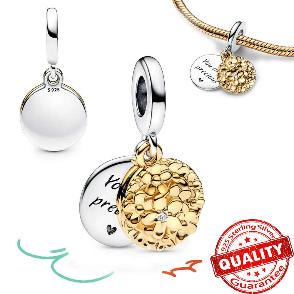 KIMLUD, Gorgeous 14K Gold Graduation Cap Star Daisy Family Tree Yin & Yan Dangle Charm Fit Pandora Bracelet 925 Sterling Silver Jewelry, FCC188, KIMLUD APPAREL - Womens Clothes