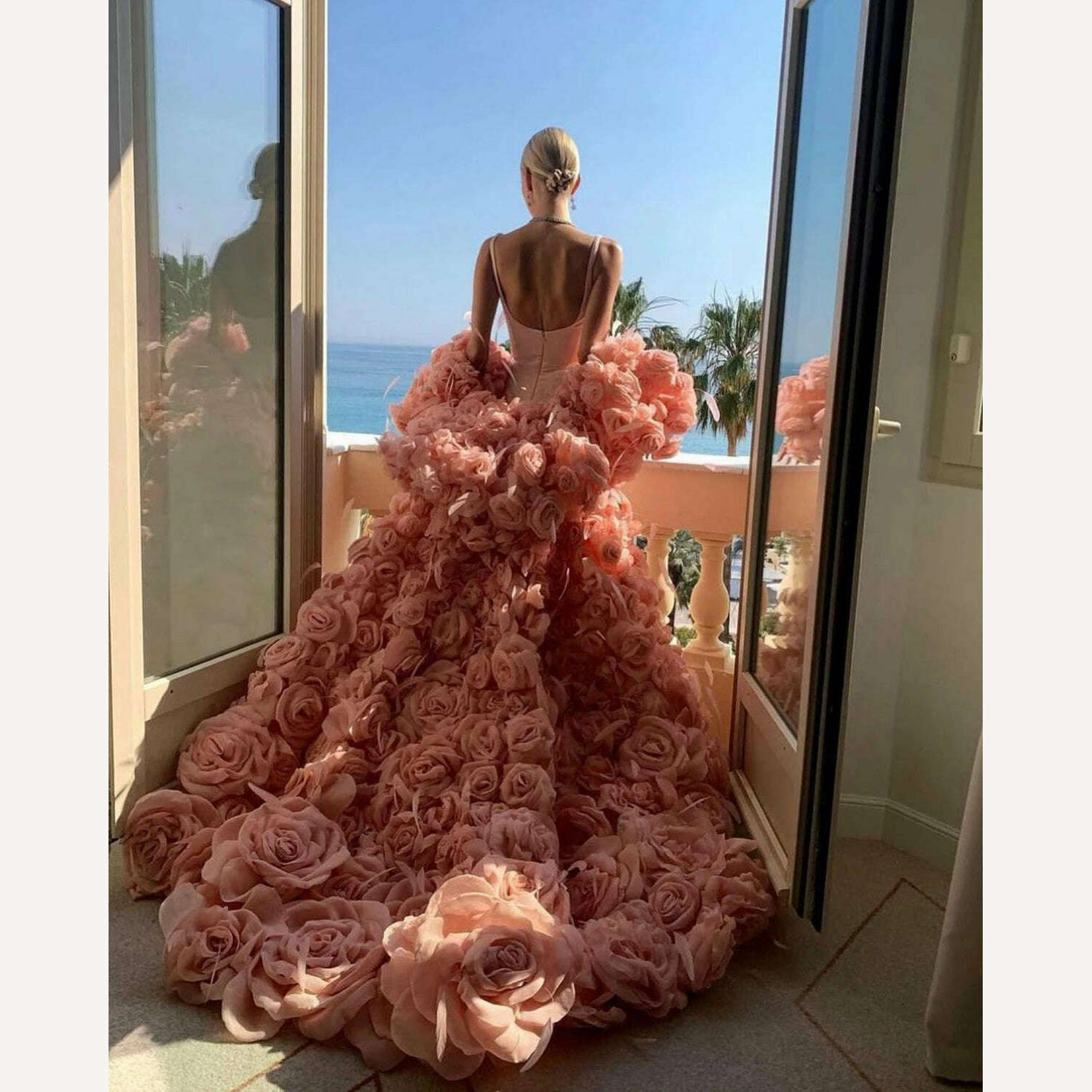 Gorgeous Mermaid Celebrity Dresses For Women 3D Floral Skirt Slim Fit Sleeveless Backless Dress Party Gown 웨딩드레스 - KIMLUD