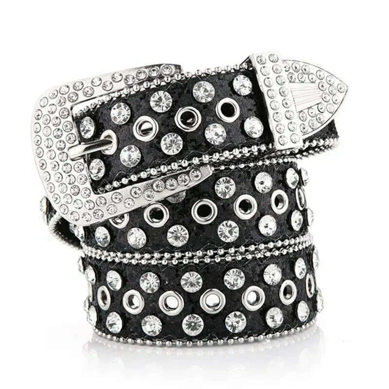KIMLUD, Gorgeous Rhinestone Studded Belt - Perfect Gift for Her on Valentine's Day or Wedding Party!, Black / 100CM, KIMLUD Womens Clothes