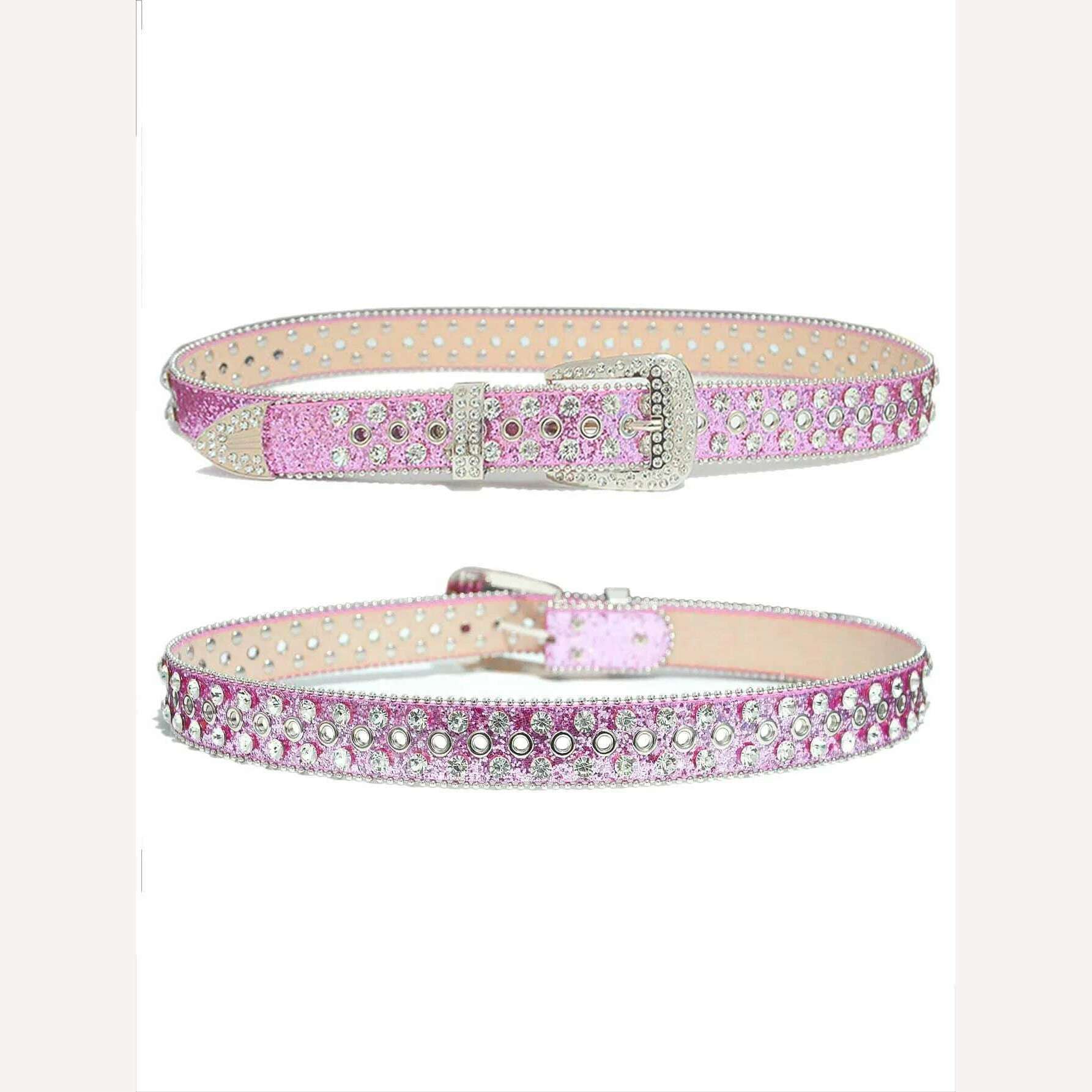KIMLUD, Gorgeous Rhinestone Studded Belt - Perfect Gift for Her on Valentine's Day or Wedding Party!, Pink / 100CM, KIMLUD Women's Clothes
