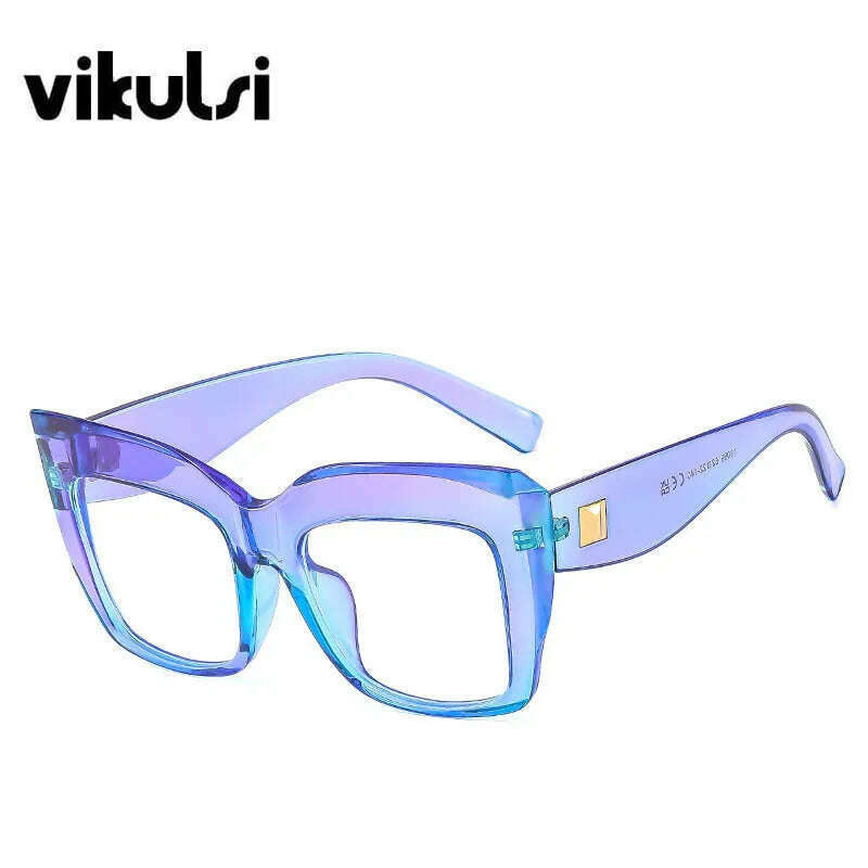 KIMLUD, Gradient Square Optical Glasses Women Thick Frame Anti Blue Glasses Myopia Prescription Eyeglasses Frames Ladies Blu-ray Glasses, KIMLUD Womens Clothes