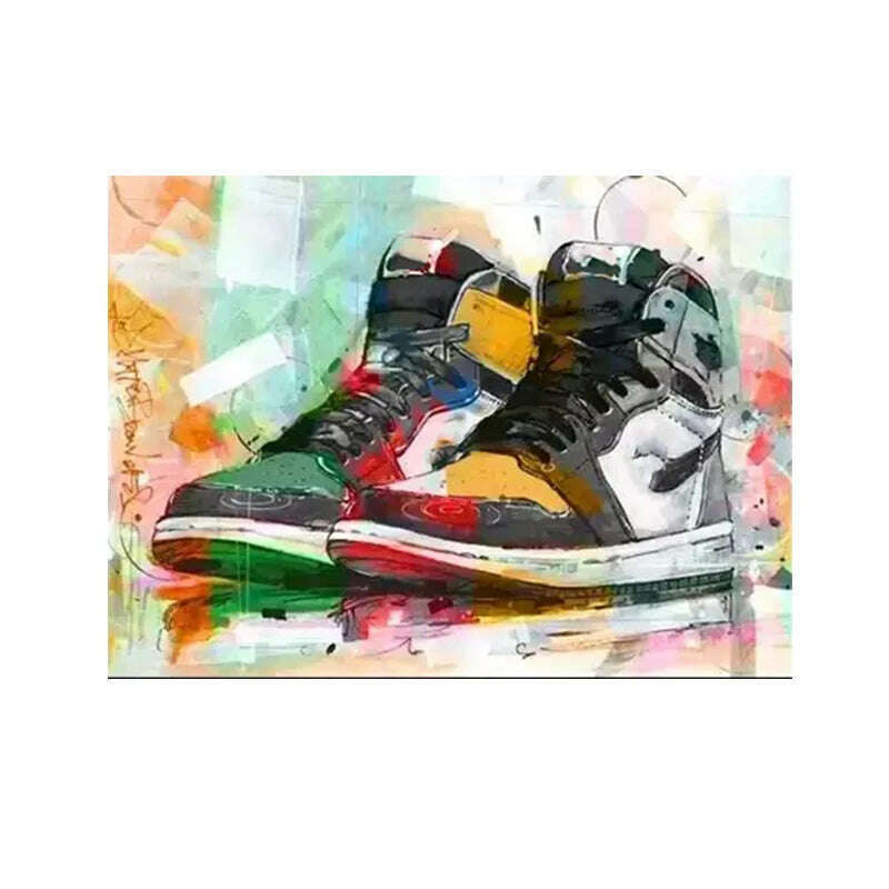 KIMLUD, Graffiti Tide Sneakers HD Art Inkjet Canvas Painting Fashion Posters and Prints Street Pop Art Wall Picture for Living Room Home, A3575 / 90x130 cm no frame, KIMLUD Womens Clothes