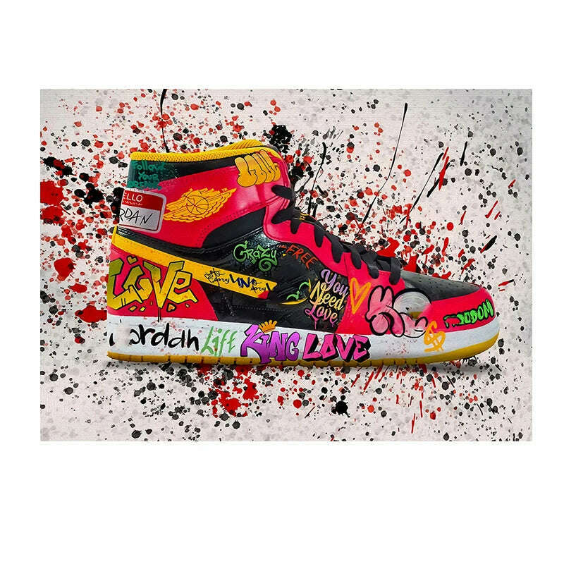 KIMLUD, Graffiti Tide Sneakers HD Art Inkjet Canvas Painting Fashion Posters and Prints Street Pop Art Wall Picture for Living Room Home, A1672 / 90x130 cm no frame, KIMLUD Women's Clothes