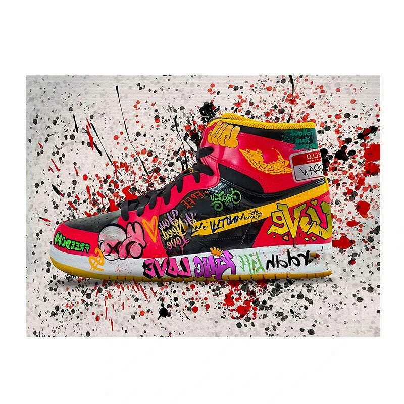 KIMLUD, Graffiti Tide Sneakers HD Art Inkjet Canvas Painting Fashion Posters and Prints Street Pop Art Wall Picture for Living Room Home, A3574 / 90x130 cm no frame, KIMLUD Women's Clothes