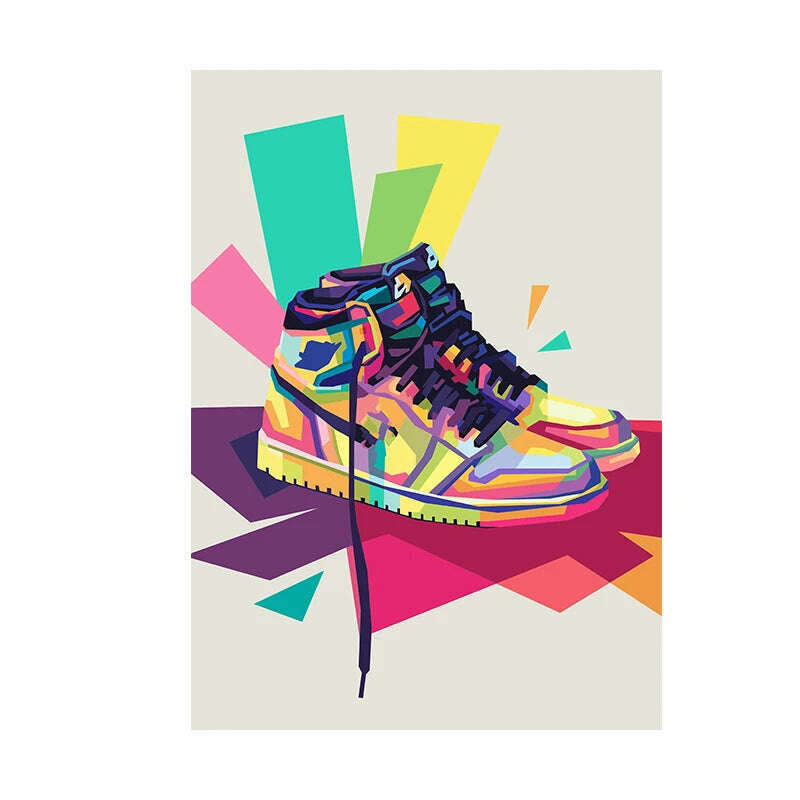 KIMLUD, Graffiti Tide Sneakers HD Art Inkjet Canvas Painting Fashion Posters and Prints Street Pop Art Wall Picture for Living Room Home, A2582 / 90x130 cm no frame, KIMLUD Women's Clothes
