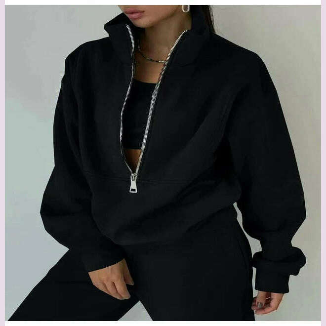 Gray Thick Warm Women Tracksuit 2 Piese Set Winter Pink Fleece Sweatpants And Sweatshirts Purple Suit Set Women Pants Set Ladies - KIMLUD