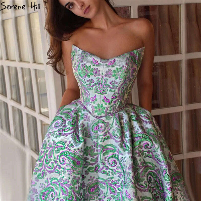 KIMLUD, Green Purple Off Shoulder Sexy Prom Dresses 2023 Sleeveless A-Line Embroidery Prom Gowns Long Serene Hill BLA70137, KIMLUD Womens Clothes