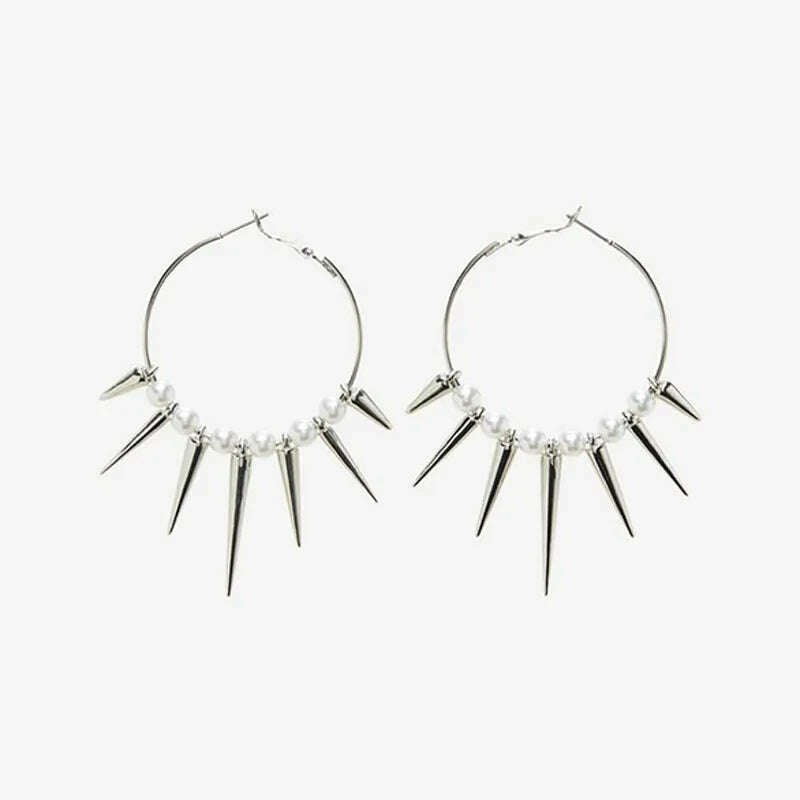 KIMLUD, Grunge Rock Accessories Rivet Hoop Earrings Cool Hip Hop Earrings for Women Egirl Jewelry Punk Korean Earrings Fashion, B, KIMLUD Womens Clothes
